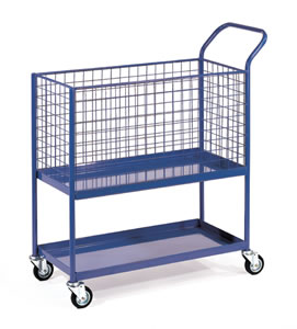 mobile order picking trolley 2 shelf top basket