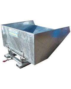 Galvanised forklift tipping skip with heavy-duty steel body, chain release mechanism and corrosion-resistant finish for safe waste handling and disposal