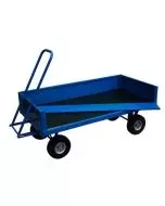 Turntable truck with 200mm high steel sides, durable platform, and heavy-duty wheels for transporting materials securely in industrial and warehouse settings