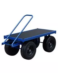 1000kg turntable platform trolley with durable steel frame and heavy-duty wheels, designed for efficient material handling in warehouses and industrial environments