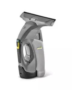 Kärcher professional window vacuum cleaner in grey and black with ergonomic handle, LED indicator, and a wide suction blade for streak-free glass cleaning.