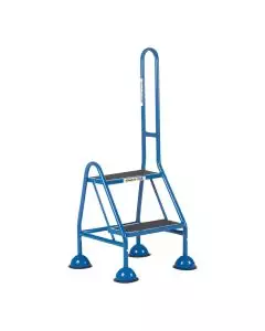 Blue steel Climb-It Handy Steps with domed feet and two anti-slip treads, ideal for safe elevated access in workshops and warehouses