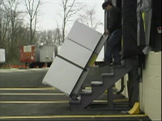 climbing warehouse steps